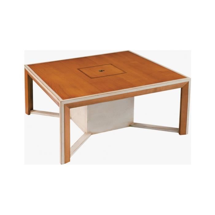 Table Basse Bar Carree Merisier Massif 1 Niche Centrale Achat