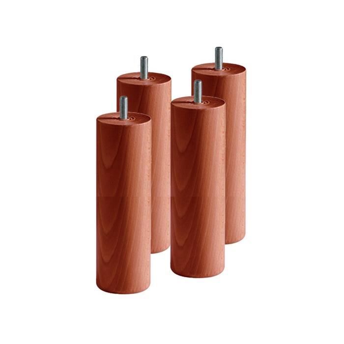 Wood Select Lot 4 Pieds Bois 20 Cm Vernis Naturel (Standard Sommier