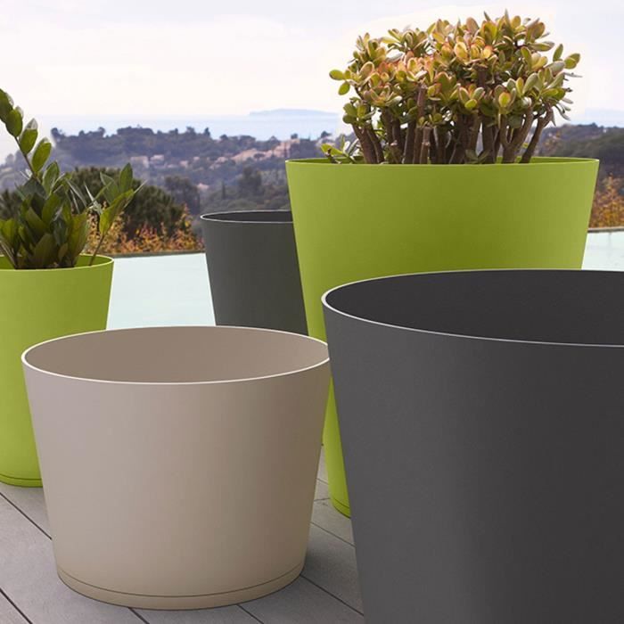 pot de fleur design tokyo 60 cm grosfillex o 60 cm taupe cdiscount jardin