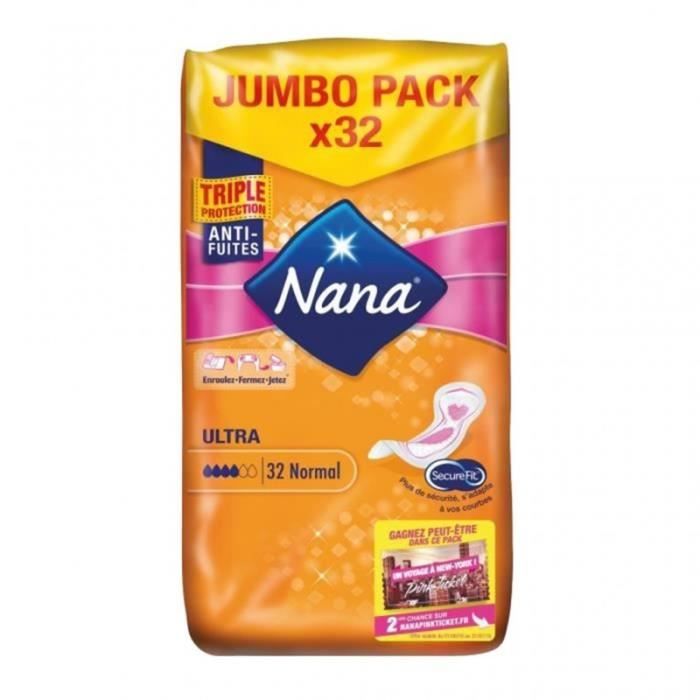 Nana Serviettes Hygiéniques Ultra Normal Jumbo Pack x32 (lot de 4