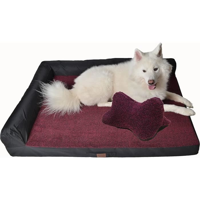 Comparer les prix de RAIKOU Canapé pour Chien, Lit pour Chien Intérieur, Lit pour Chien Chat Lavable et Antidérapant Deluxe Panier 120x90cm Cramoisi