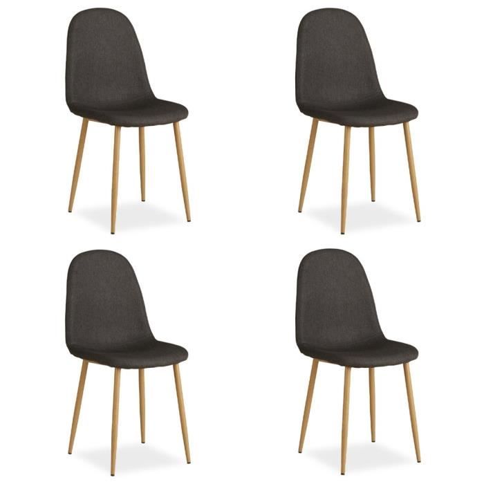 chaise salle à manger lot de 4 - homestyle4u - anthracite - tissu en lin gris foncé - style scandinave moderne