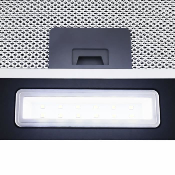 hotte murale 60cm, acier inoxydable, verre noir, extra silencieuse, /éclairage LED, 4 niveaux, commande tactile, arr/êt automatique KKT KOLBE BICOLORE606S Hotte aspirante