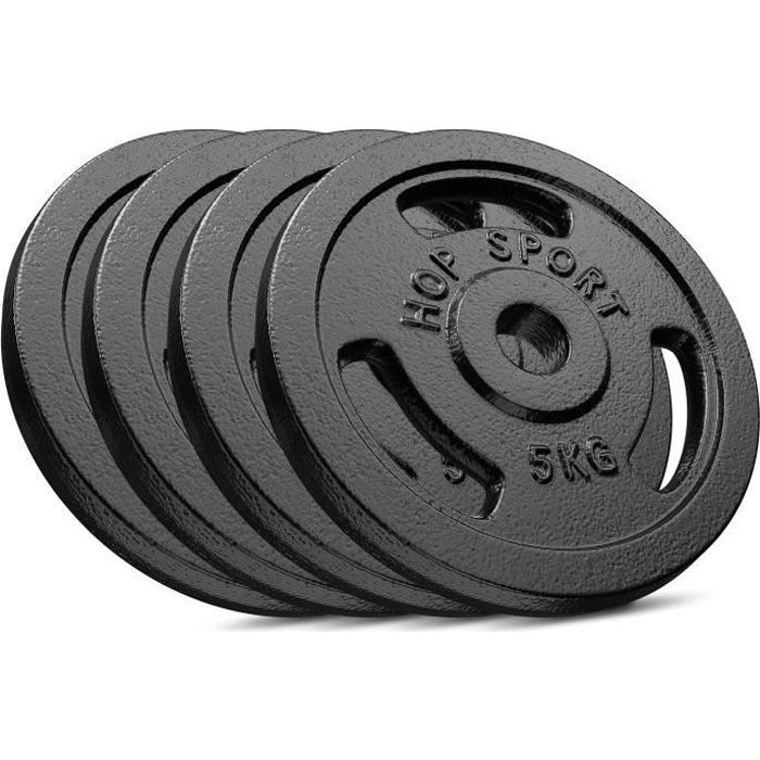 Disques de poids en fonte - Hop-Sport - Set E - 4x5 kg - alésage 31 mm