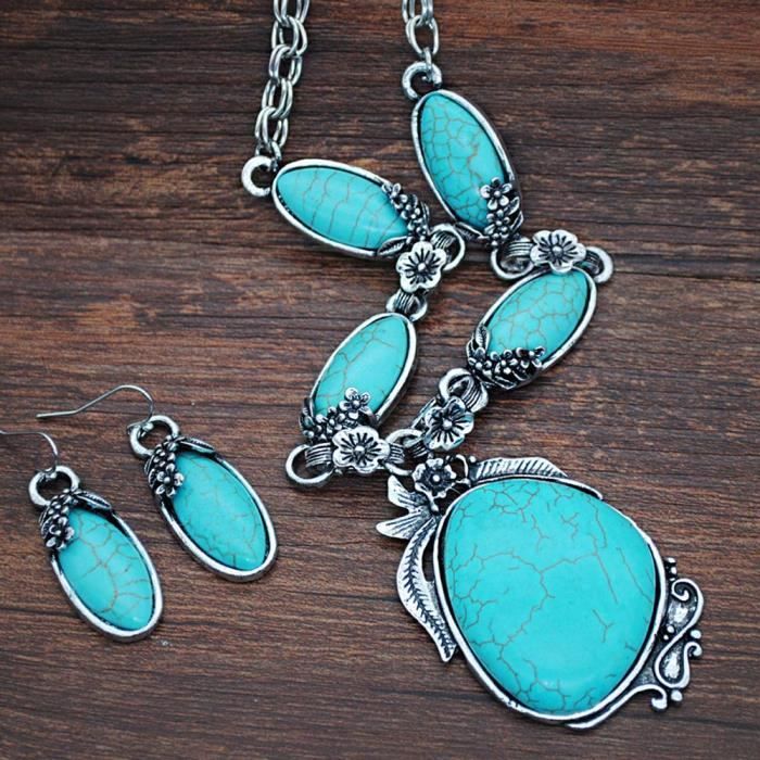 Parure Vintage - Collier Et Boucles D'oreilles - Occasion