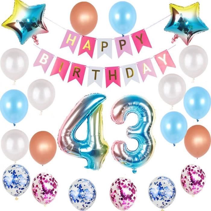 Kit De Decoration Pour 43e Anniversaire Motif Arc En Ciel 43 Ans Decoration Pour Femme 43 Ans Ballons Gonflables 1 Cdiscount Maison
