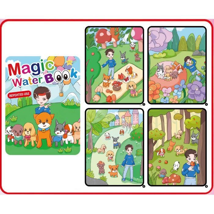 Livres De Coloriage Magique à L'eau - 4 Cahiers Réutilisables Pour Enfants - Sans Dégâts, Effet Surprise