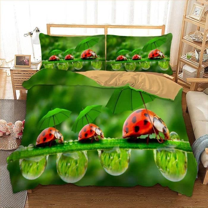 Parure de lit en Coccinelle 3 pièces Housse de Couette 200x200cm — free download