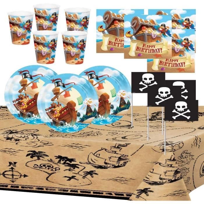 Vaisselle Generique Anniversaire Pirate Party Enfant Garcon Tresor Bateau Decoration Table Vaisselle Nappe Assiettes Gob Cdiscount Maison