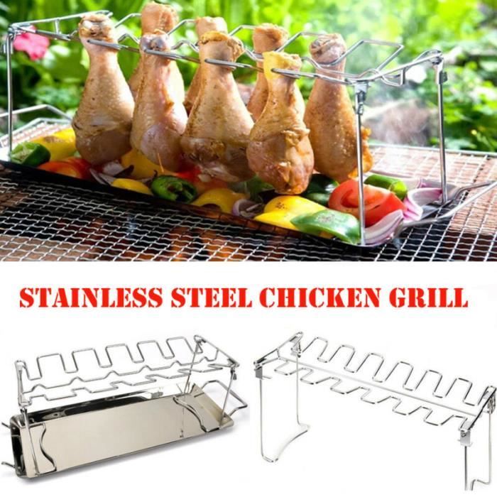 Taille B 14 Card slot Support de pattes de poulet en acier inoxydable, avec  bac d'égouttage, multi-usages, pour four et Grill, 1 j - Cdiscount Maison