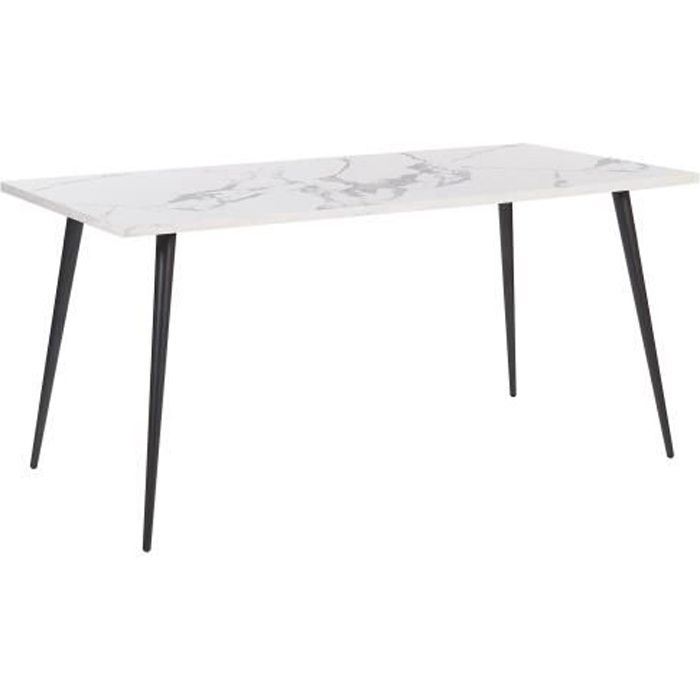 Beliani - Table de salle à manger effet marbre blanc 160 x 80 cm SANTIAGO