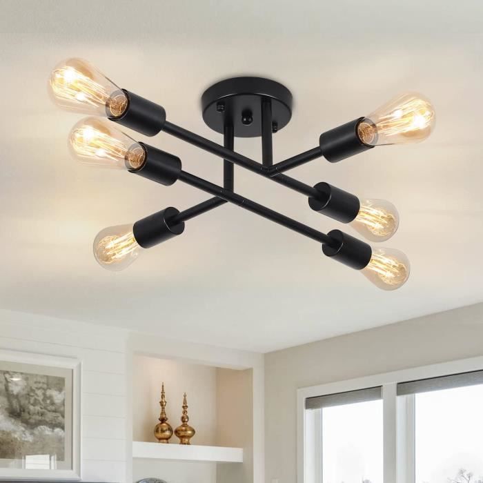 Suspension Plafonnier En Verre Ambré - Design Moderne Noir Mat - Douille E27 - Pour Cuisine, Salle à Manger, Bureau