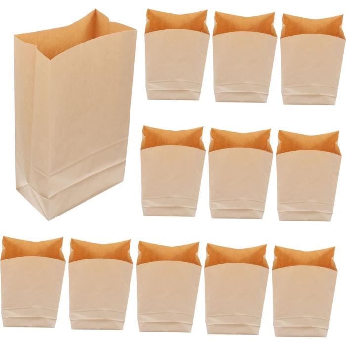 50 Sacs Papier Kraft Blanc 24x13x8cm Avec 60 Autocollants - Mini Sacs Cadeaux Alimentaires Pâtisserie