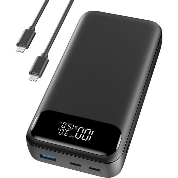 56800mAh Batterie Externe, Power Bank Solaire sans Fil avec Charge Rapide 30W PD, 6 Ports, 4 Câbles Intégré, Lampe Torche, Chargeur Portable pour Camping, Randonnée, Téléphones et Tablettes
