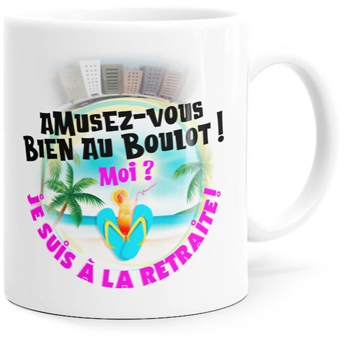 Tasse-Mug Cadeau Retraite- La Retraite Mon Ile de Vacances-Original Drole  Rigolo Amusant pour Homme ou Femme L'Esprit des Ange