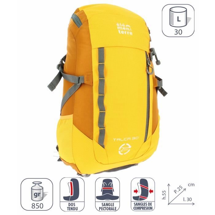 Sac a dos Elementerre Talca 30 yellow 30 L Cdiscount Sport