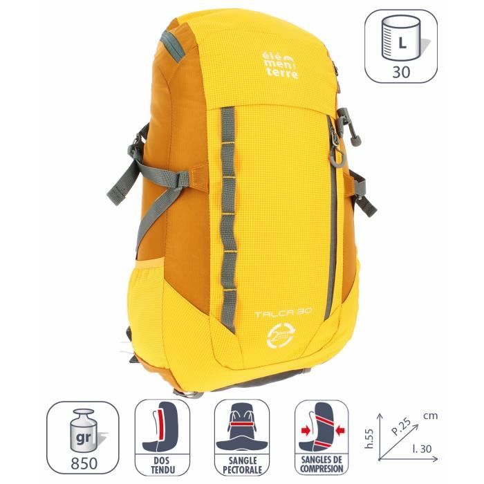 sac à dos élémenterre talca 30 - yellow - 30 l