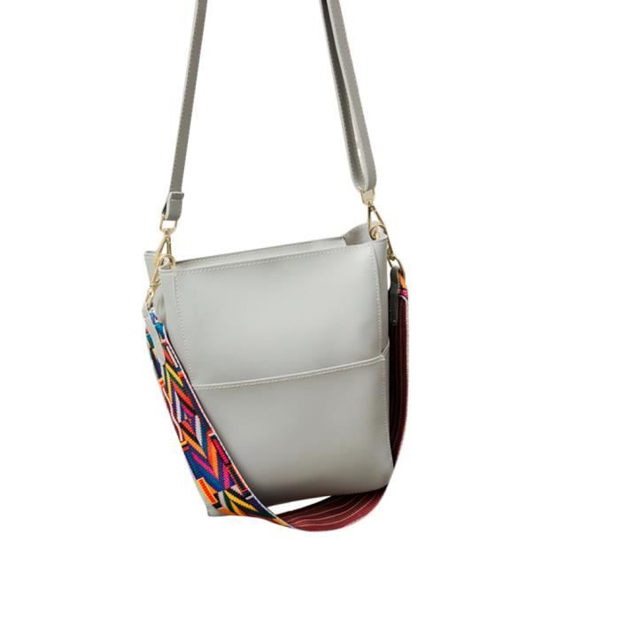 Petit Sac Bandoulière Brodé Guatemala - Style Boho, En Coton Et Cuir, Fait Main
