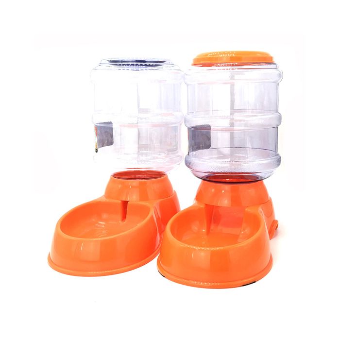 Comparer les prix de Lot de 2 Distributeur de Croquettes et d'eau pour Chien et Chat 3.5L