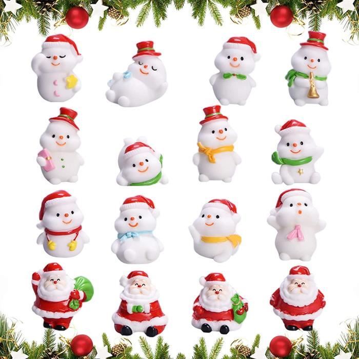 KISHINE 50pcs Figurines Iniature De Résine Père Noël,Sapin,Bonhoe,Objet De Noël,Petit