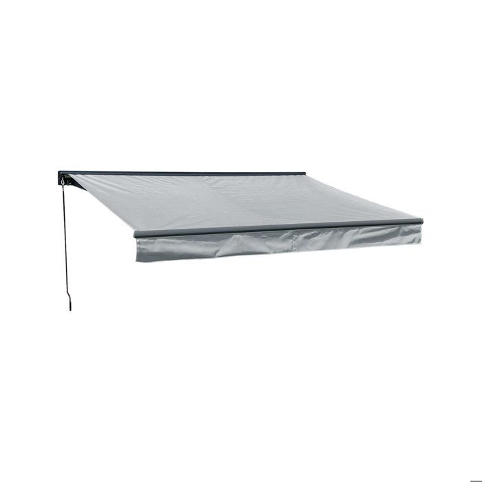 Store banne SAULE 295 × 25m avec semi-coffre - Toile grise et structure grise