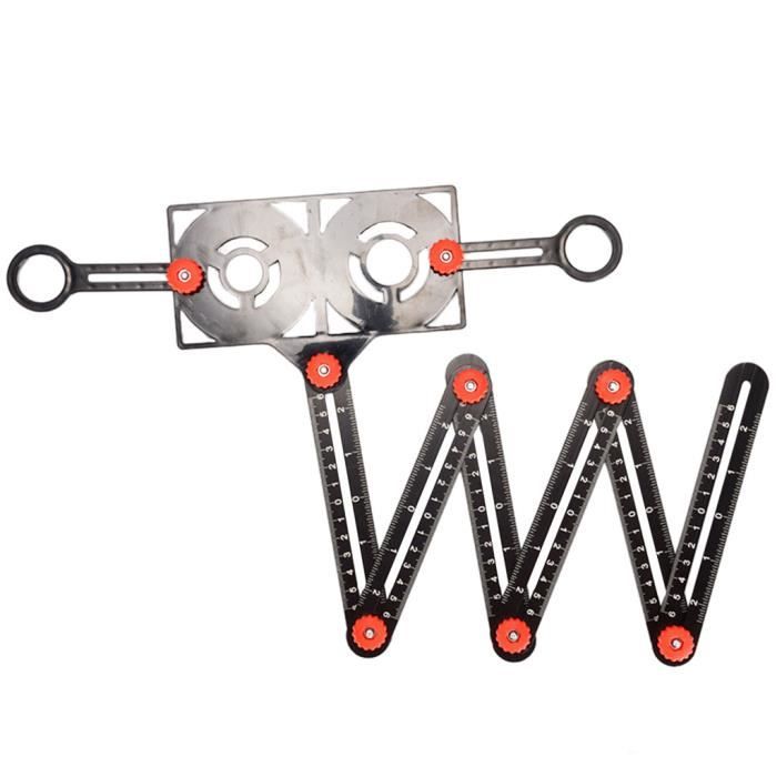 Noir Règle de Mesure Multi-angle avec trou de positionnement, outil de gabarit d'angle en Noir Règle de Mesure Multi-angle avec trou de positionnement, outil de gabarit d'angle en