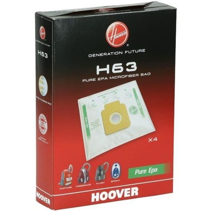 Sacs aspirateur h63 purehepa par 4 pour Aspirateur Hoover - 3665392247821
