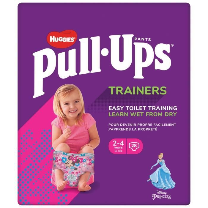 Lot De 2 Huggies Pull Ups Trainers Couches Bebe Fille 2 4 Ans 15 23 Kg Paquet De 28 Couches Cdiscount Puericulture Eveil Bebe
