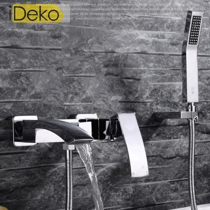 iDeko® Robinet Mitigeur baignoire avec pommeau de douche salle de bains Lavabo Style nouveauté Haut de gamme 1 trous S-Z18