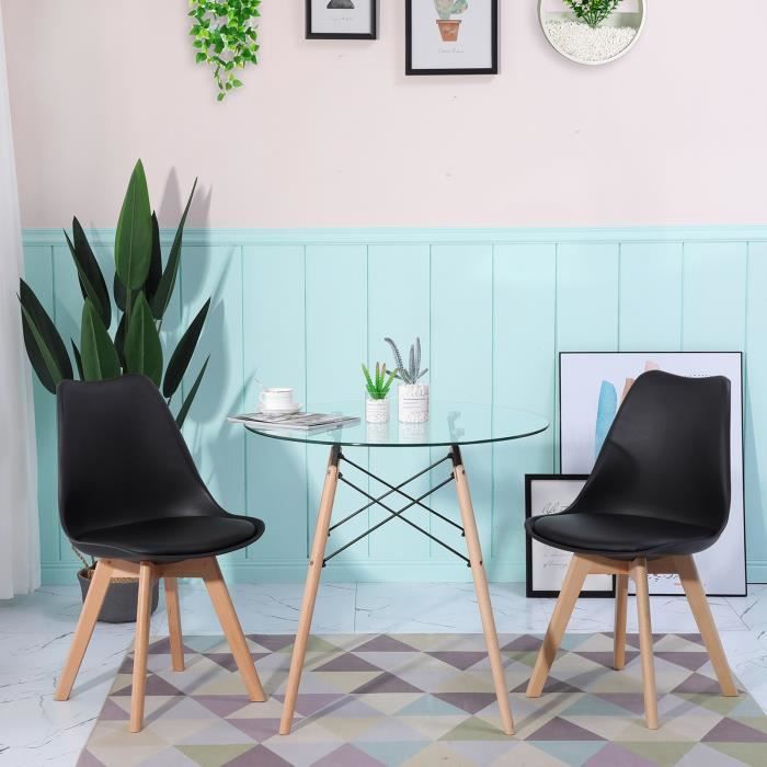 IPOTIUS Chaises Salle à Manger Scandinaves Lot de 2 Noir