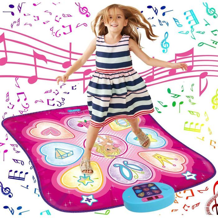 Tapis De Danse Musical URMYWO - Jeu Interactif Avec Lumières LED - 7 Modes Et 4 Niveaux - Cadeau Fille 3 à 10 Ans - Anniversaire Ou Noël