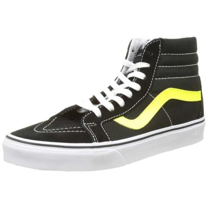 vans noir et jaune fluo