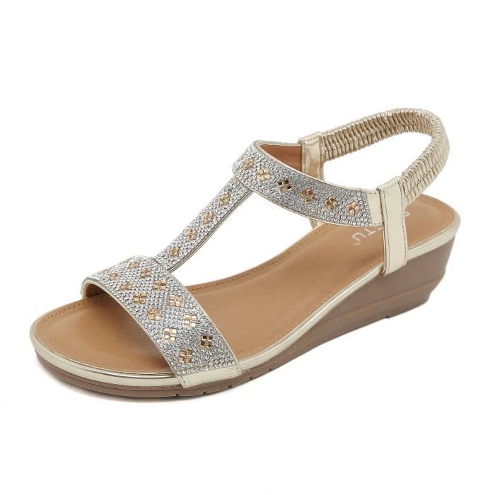 Sandales Décontractées Ornées De Strass