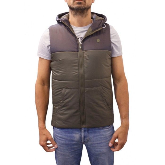 Bill Tornade Doudoune sans manches a capuche bicolore Kaki Homme Kaki Cdiscount Pret a Porter