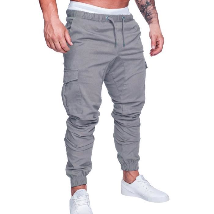 Vêtement Sport Multi-poches Pantalon Homme Décontracté Large - Taille élastique Confort - Sport Randonnée Jogging - Multi-poches Pantalon Décontracté Poches