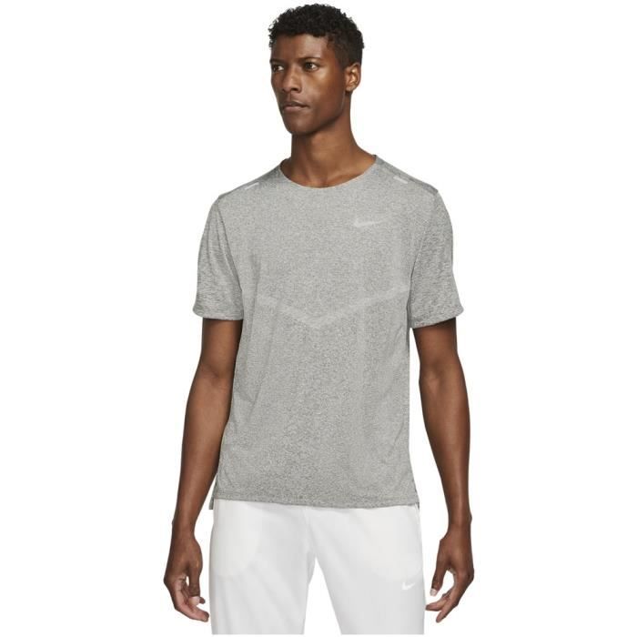 T-Shirt Running - NIKE - Drifit Rise 365 - Homme - Gris - Manches courtes - Respirant