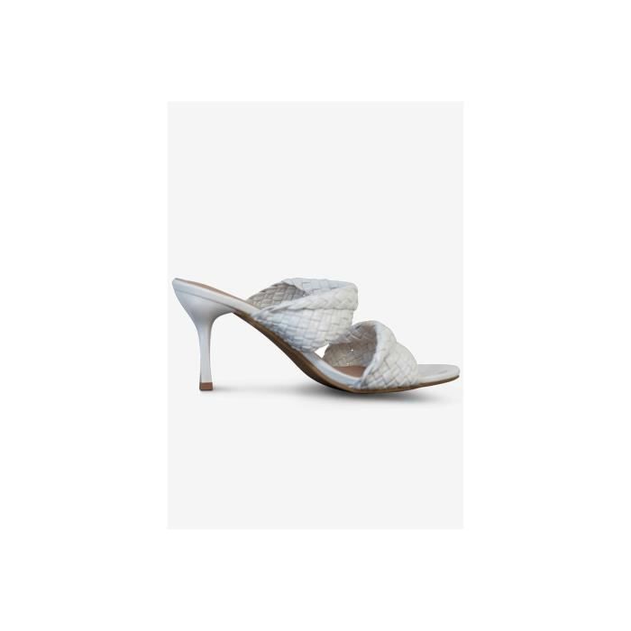 Mules store compensées blanches