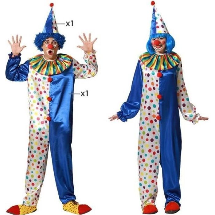 Déguisement Adulte Clown - ATOSA - Costume de Cirque - Bleu - Mixte - Intérieur