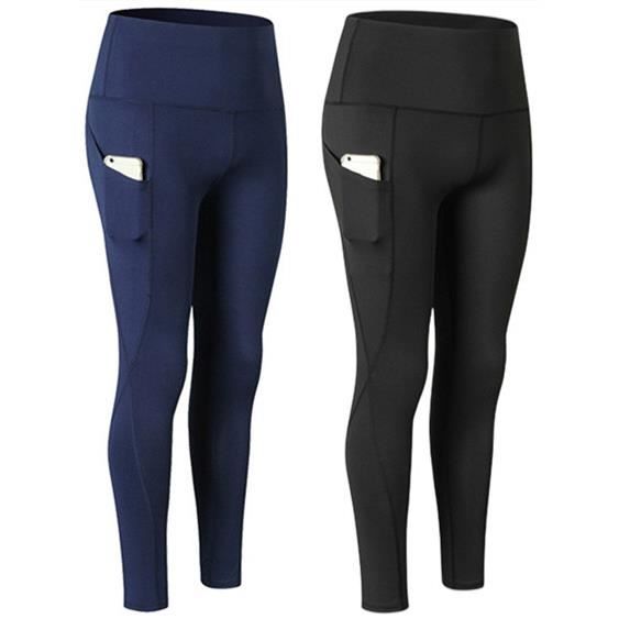 2 Pièces Leggings Sport Femme Séchage Rapide Elastique Taille Haute Collant Running Fitness Pantalon de Yoga