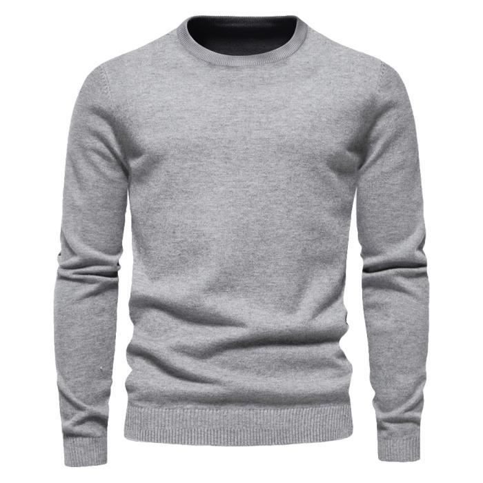 PULL Homme Confort classique col rond coupe cintree epaissie et