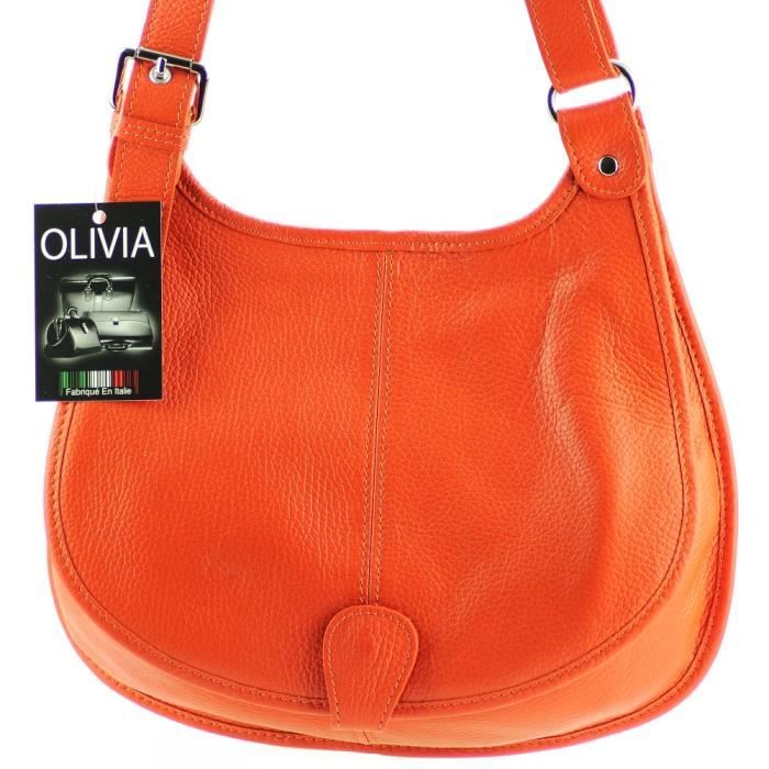 Sacoche Marigold en Cuir Véritable orange