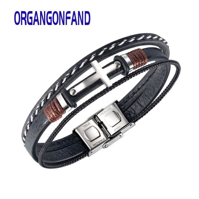 Bracelet Double Avec Oeil De Tigre Et Cuir | Bijoux Pour Homme