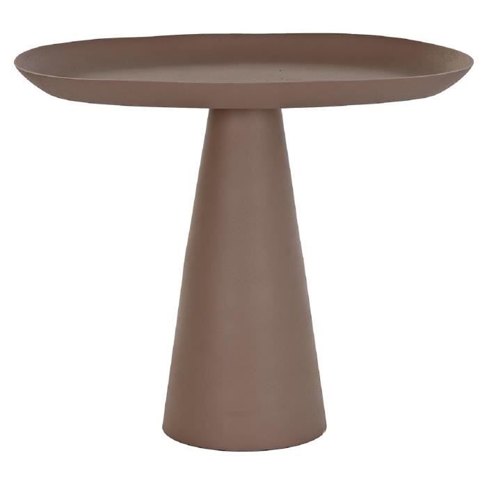table d'appoint ovale en aluminium coloris rose mat - longueur 53 x profondeur 33 x hauteur 44 cm
