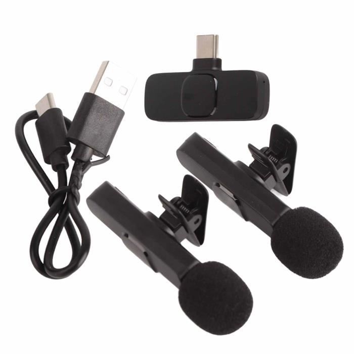 Yingtop Micro Lavalier Sans Fil - 2 Micros Avec Réducteur Bruit - Plug & Play USB-C/Lightning - Pour Vidéo/Streaming
