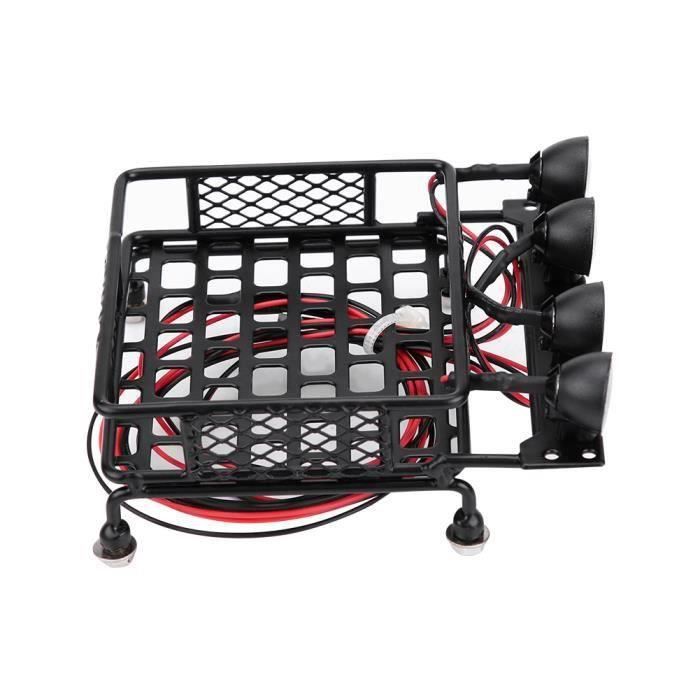 Porte-bagages de toit en métal 5-11V avec 6 lumières LED blanches pour 1/10 AXIAL SCX10 D110 D90 Jeep Wrangler RC Crawler Climbing Car W5 1 pièce Porte-bagages de toit en métal 5-11V avec 6 lumières LED blanches pour 1/10 AXIAL SCX10 D110 D90 Jeep Wrangler RC Crawler Climbing Car W5 1 pièce