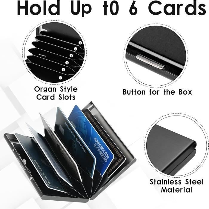 Étui Cartes De Visite Acier Inoxydable - Porte-Cartes Professionnel Léger 16 Cartes Max
