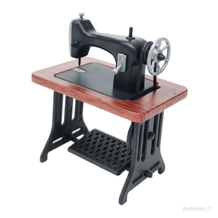 Machine à coudre miniature échelle 1:24 jouet machine à coudre réaliste vintage maison de poupée meubles table décoration de chambre pour enfants tout-petits rouge