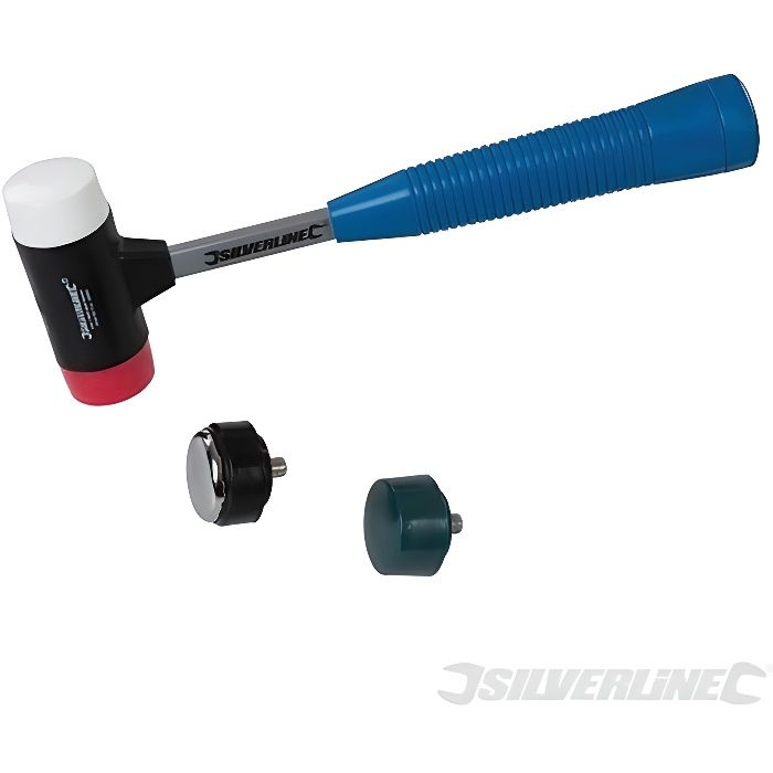 Maillet SILVERLINE 4 têtes interchangeables manche en acier poignée résistante