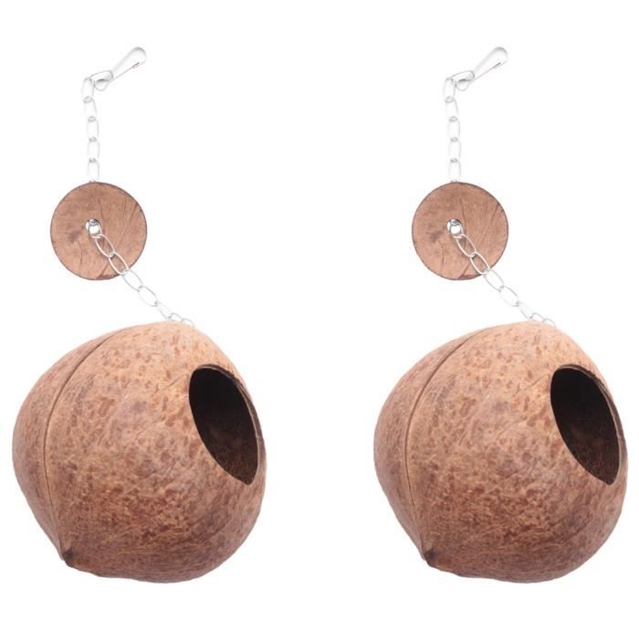 Meilleurs prix pour 2X Maison Refuge Nid D'Oiseau En Coquille de Noix de Naturel pour Pigeon Canari Perroquet Animaux de Compagnie Jouet Distributeur