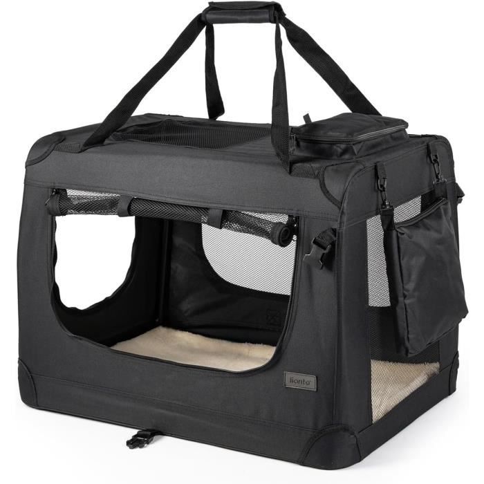 Comparer les prix de lionto Caisse de Transport Pliable pour Chien Voiture Box Sacoche, (XXL) 90x61x65 cm Noir36